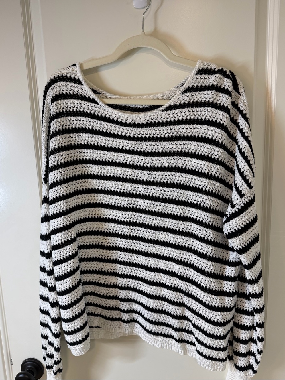 BLU PEPPER Striped Black and White Boatneck Sweater - Women - Picture 3 of 7